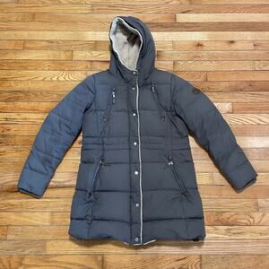 Lauren Ralph Lauren Goose Down Puffer Coat Faux Fur Trim Hooded Black Sz Medium